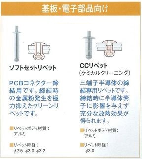 基板、電子部品向けリベット