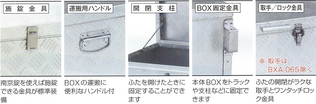 万能アルミボックス各部仕様