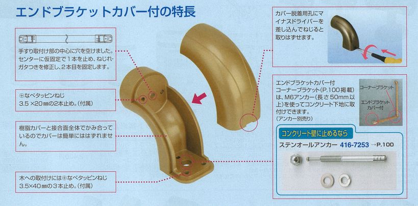 ３５エンドブラケットカバー付の特長