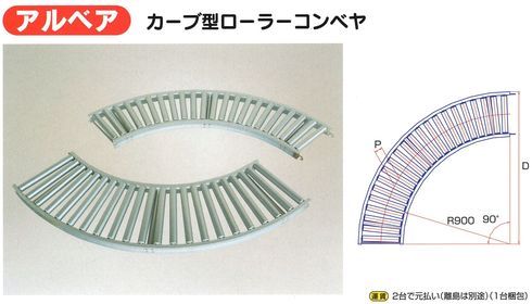 カーブ型ローラーコンベア