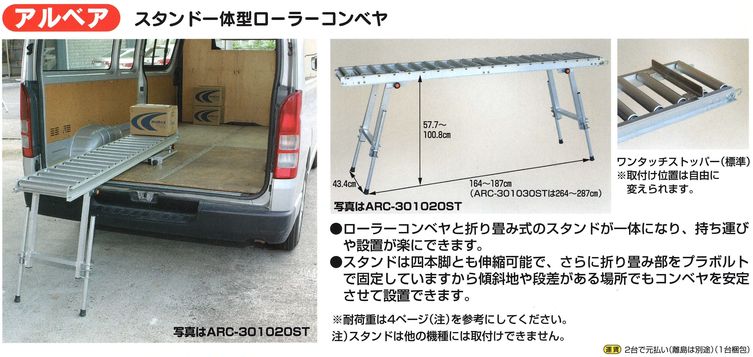 スタンド一体型ローラーコンベア