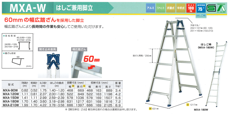 アルインコはしご兼用脚立　ＭＸＡ－Ｗ