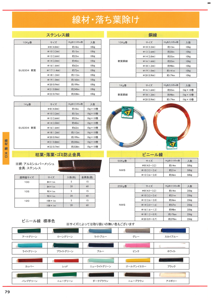 ステンレス線　銅線　ビニール線