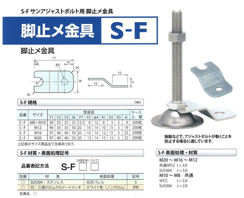 アジャストボルト用脚止め金具詳細