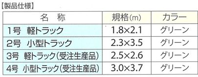 ＰＰソフトトラックシート　仕様