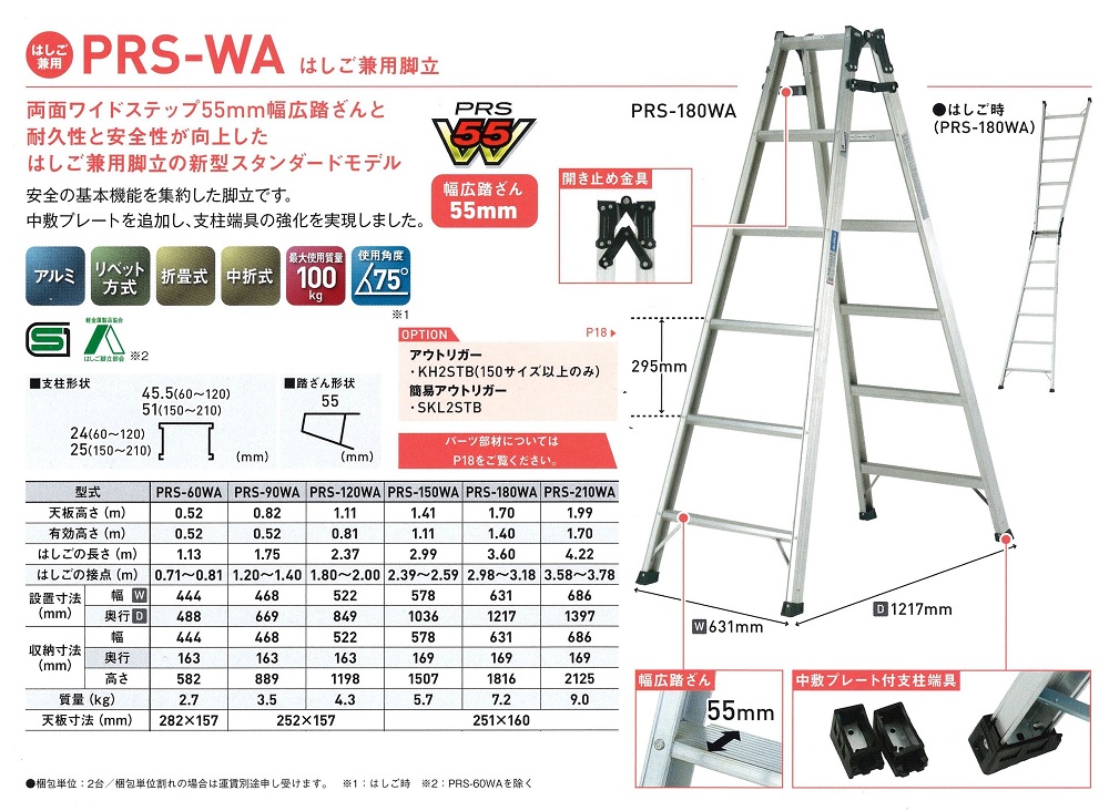 アルインコはしご兼用脚立　ＰＲＳ－ＷＡ