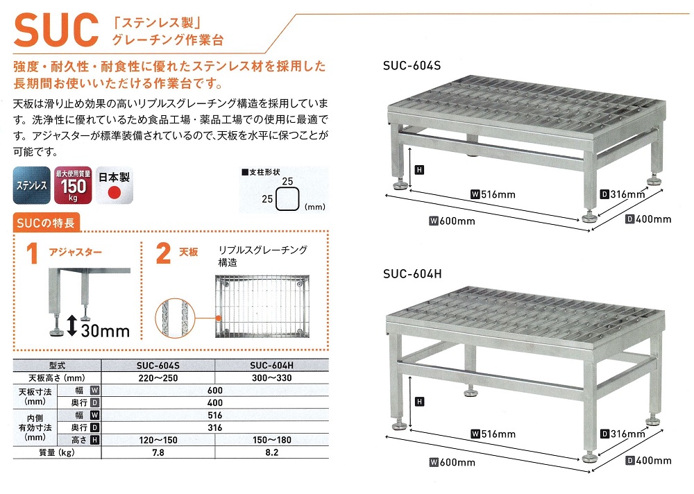 ステンレス製グレーチング作業台