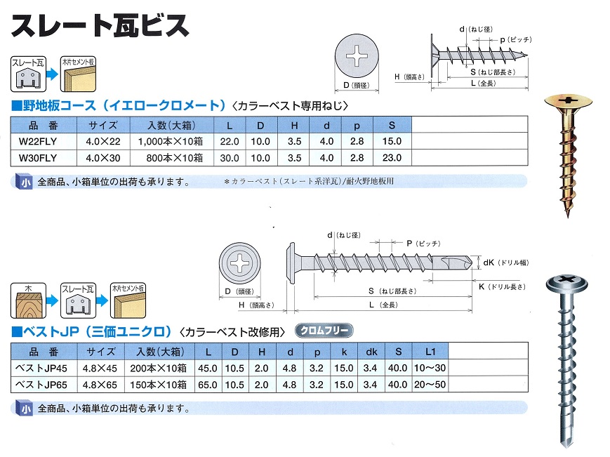 スレート瓦ビス詳細