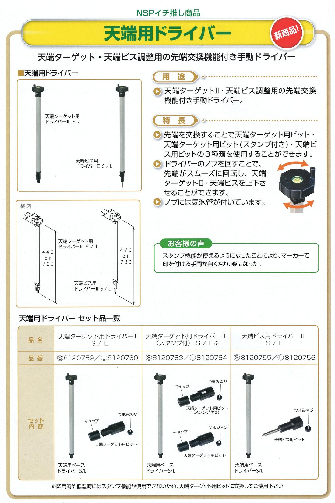 天端用ドライバー