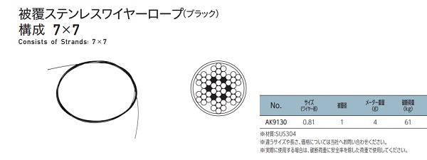 被覆ステンレスワイヤーロープ