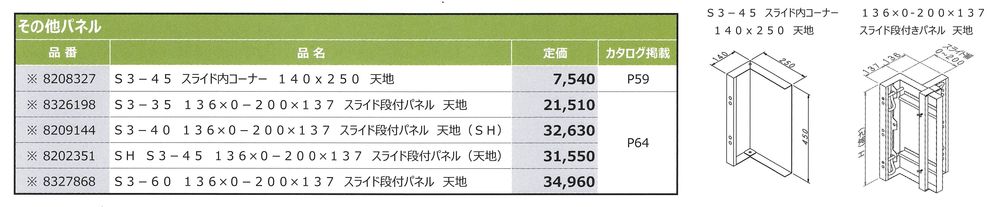スライド内コーナー他