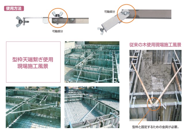 型枠天端繋ぎ金具使用方法