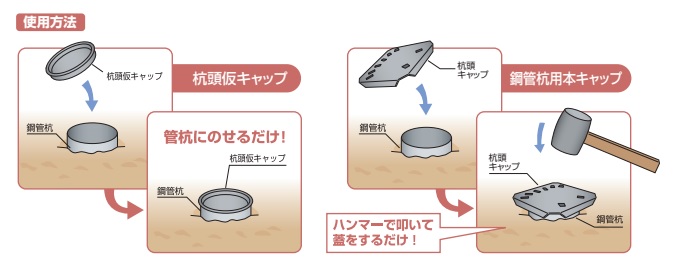 鋼管杭キャップ使用方法