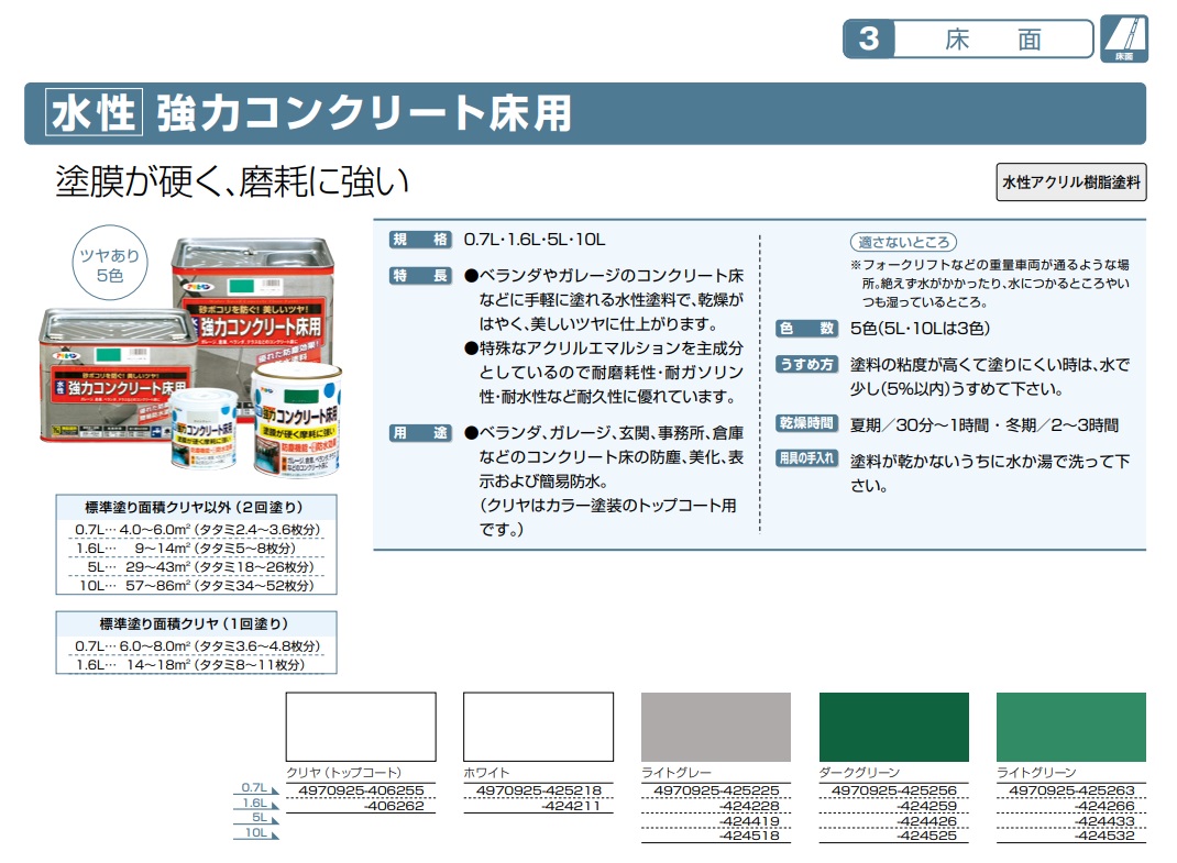 水性強力コンクリート床用