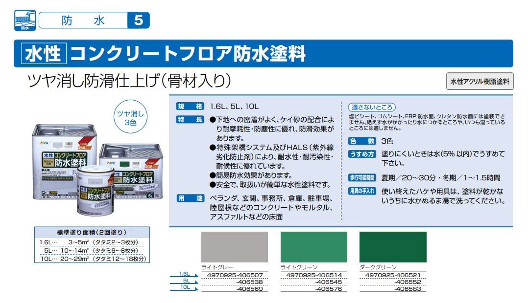 水性コンクリートフロア防水塗料