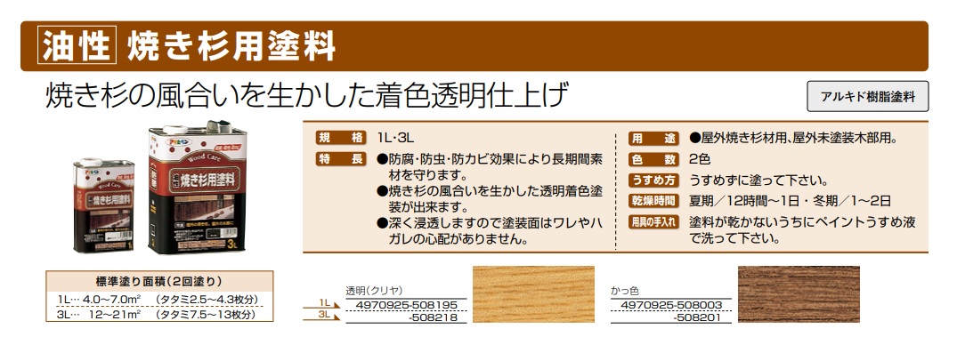 油性焼き杉用塗料