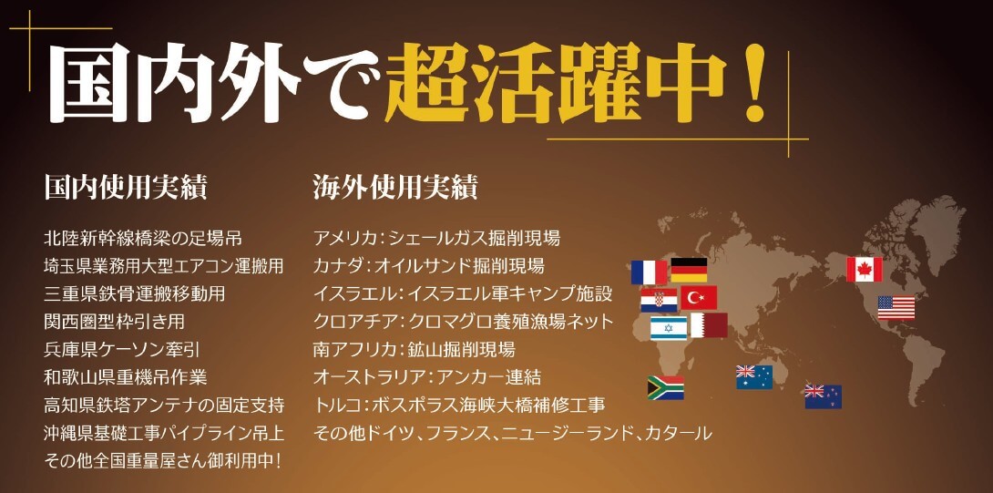 国内外で超活躍中！国内使用実績と海外使用実績一覧